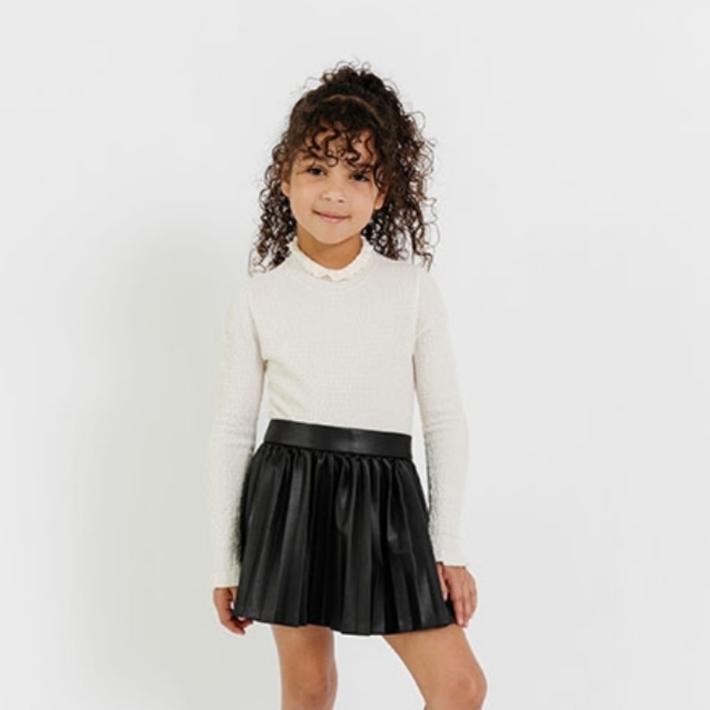 Rachel PARCELL Girls pleated vegan leather skirt black